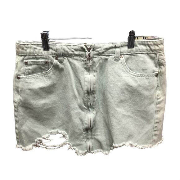 American Threads Mini, Denim, Distressed, Raw Hem, Pockets, Zip Up Front L Mint - Picture 2 of 7